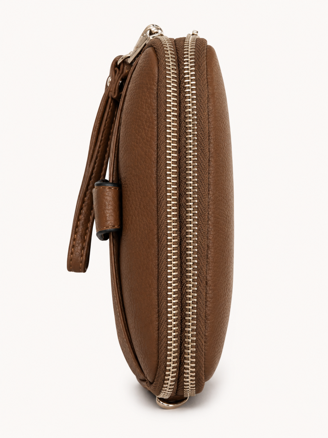 Brown Leather Wristlet Clutch