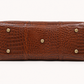 Crocodile Embossed Leather Duffle Bag - Brown