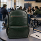 Premium Genuine Leather Laptop Backpack - Dark Green