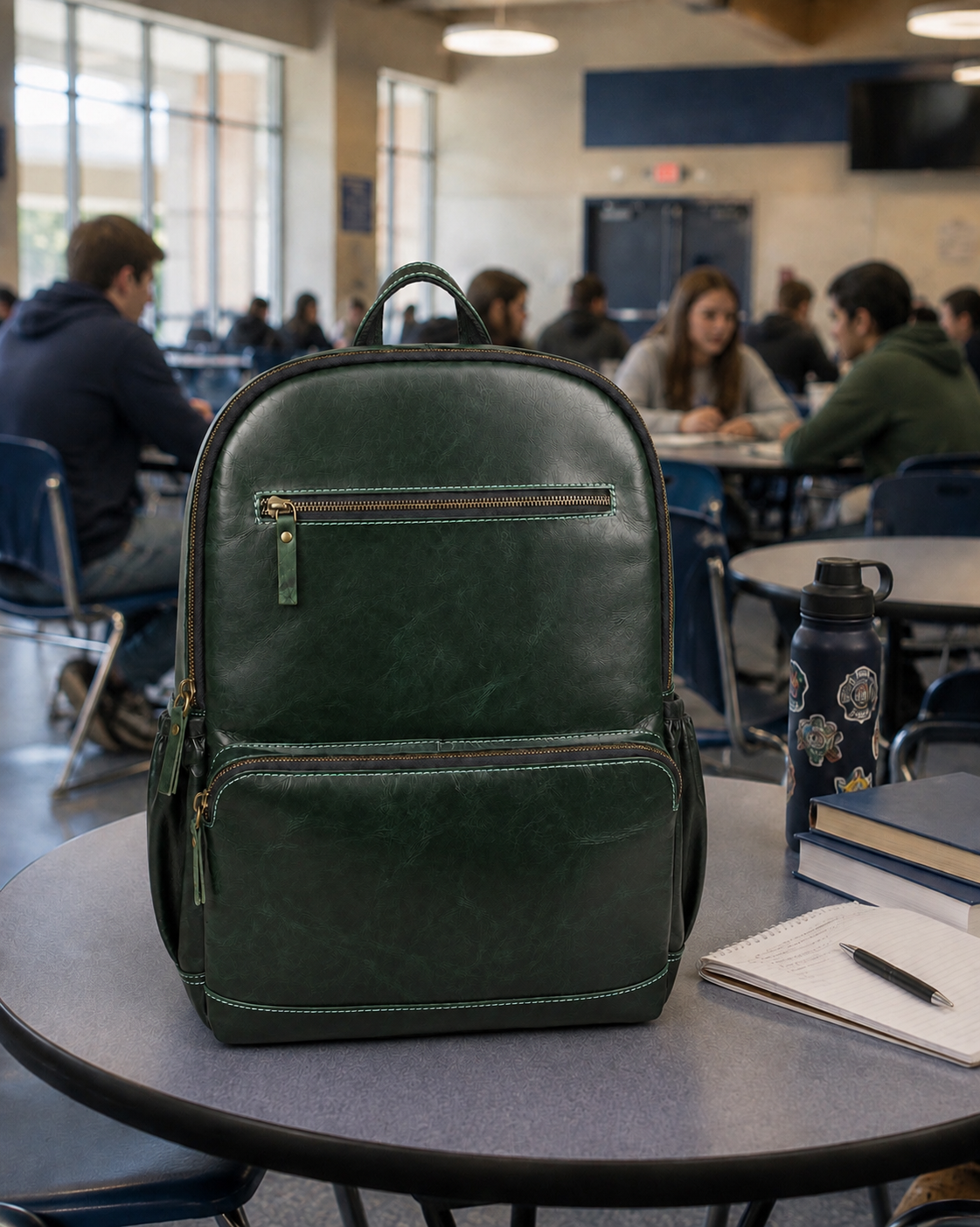Premium Genuine Leather Laptop Backpack - Dark Green