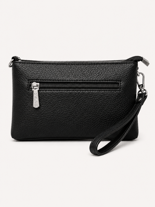 Black Textured PU Leather Clutch
