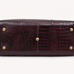 Crocodile Embossed Leather Duffle Bag - Burgundy