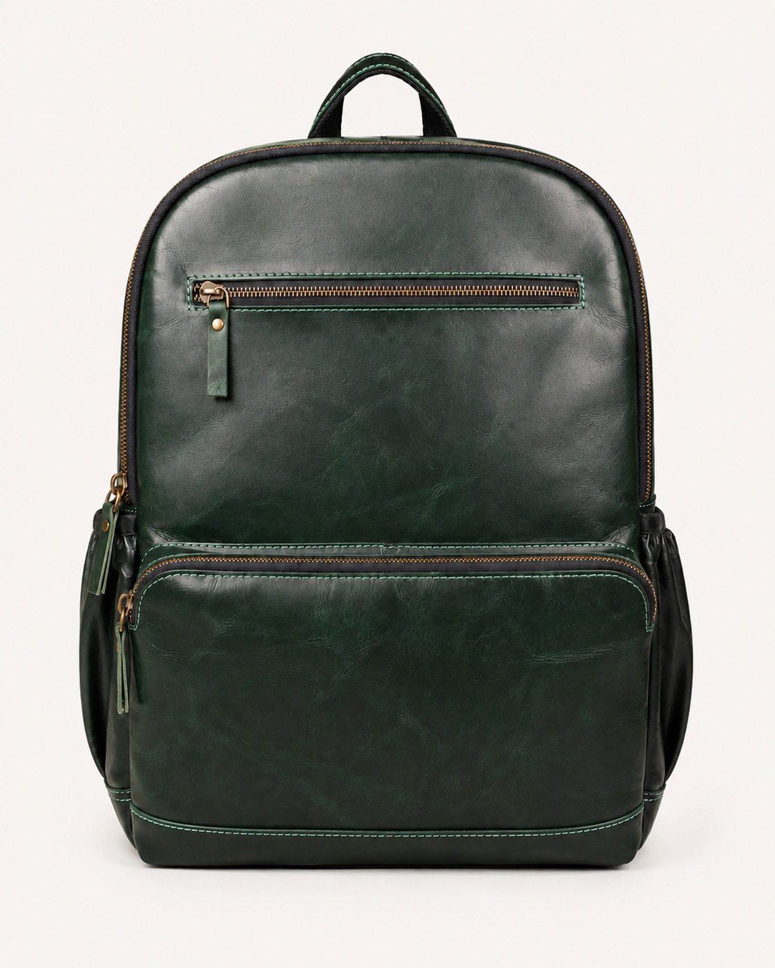 Premium Genuine Leather Laptop Backpack - Dark Green