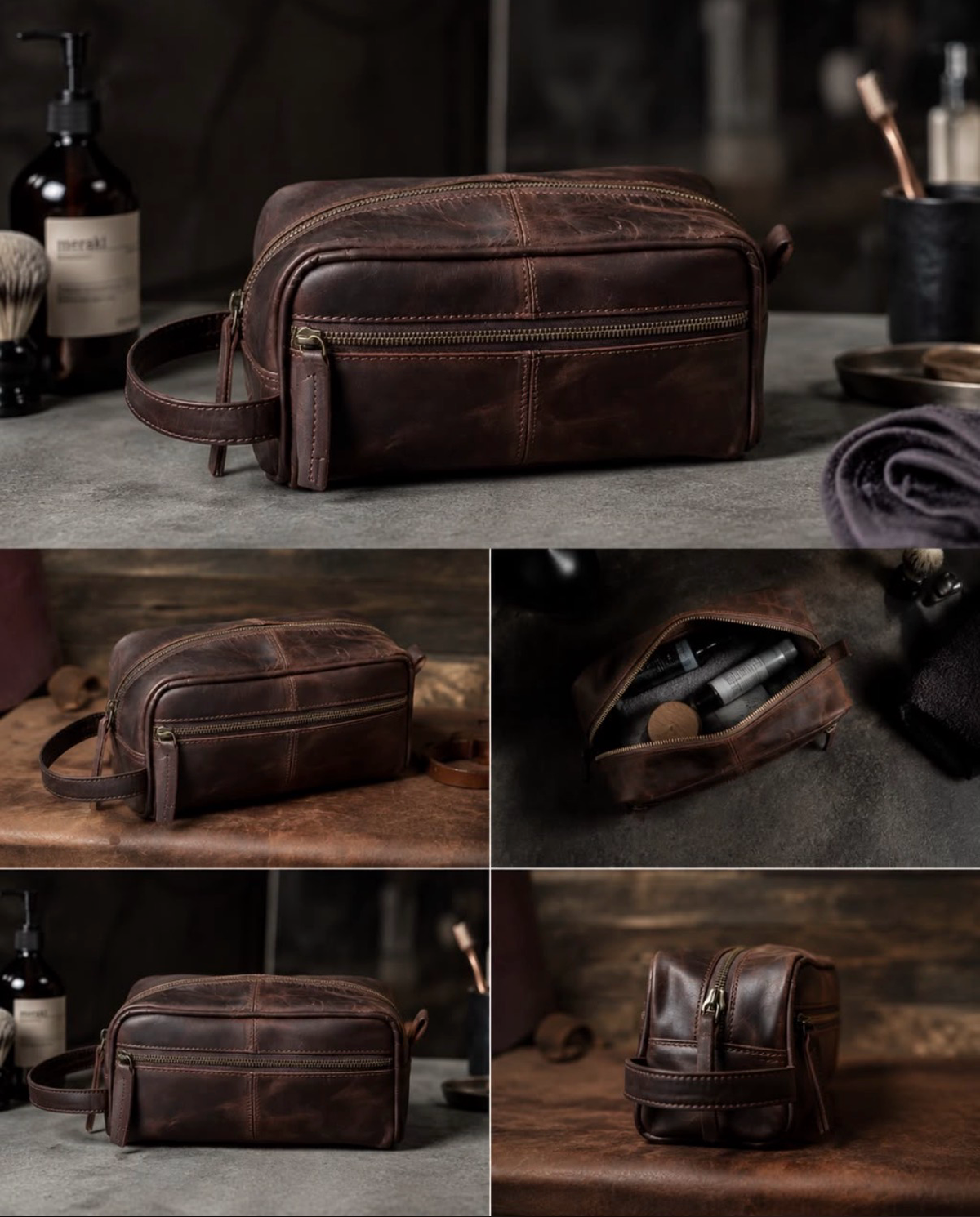 Premium Leather Grooming Bag