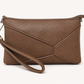 Textured Taupe Brown Wristlet Clutch