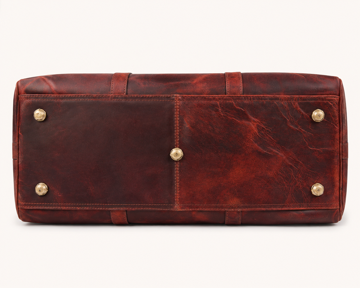 Vintage Leather Travel Duffel Bag – Reddish Brown