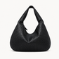 Woven Leather Hobo Bag - Black