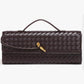Braided PU Leather Clutch Bag - Brown