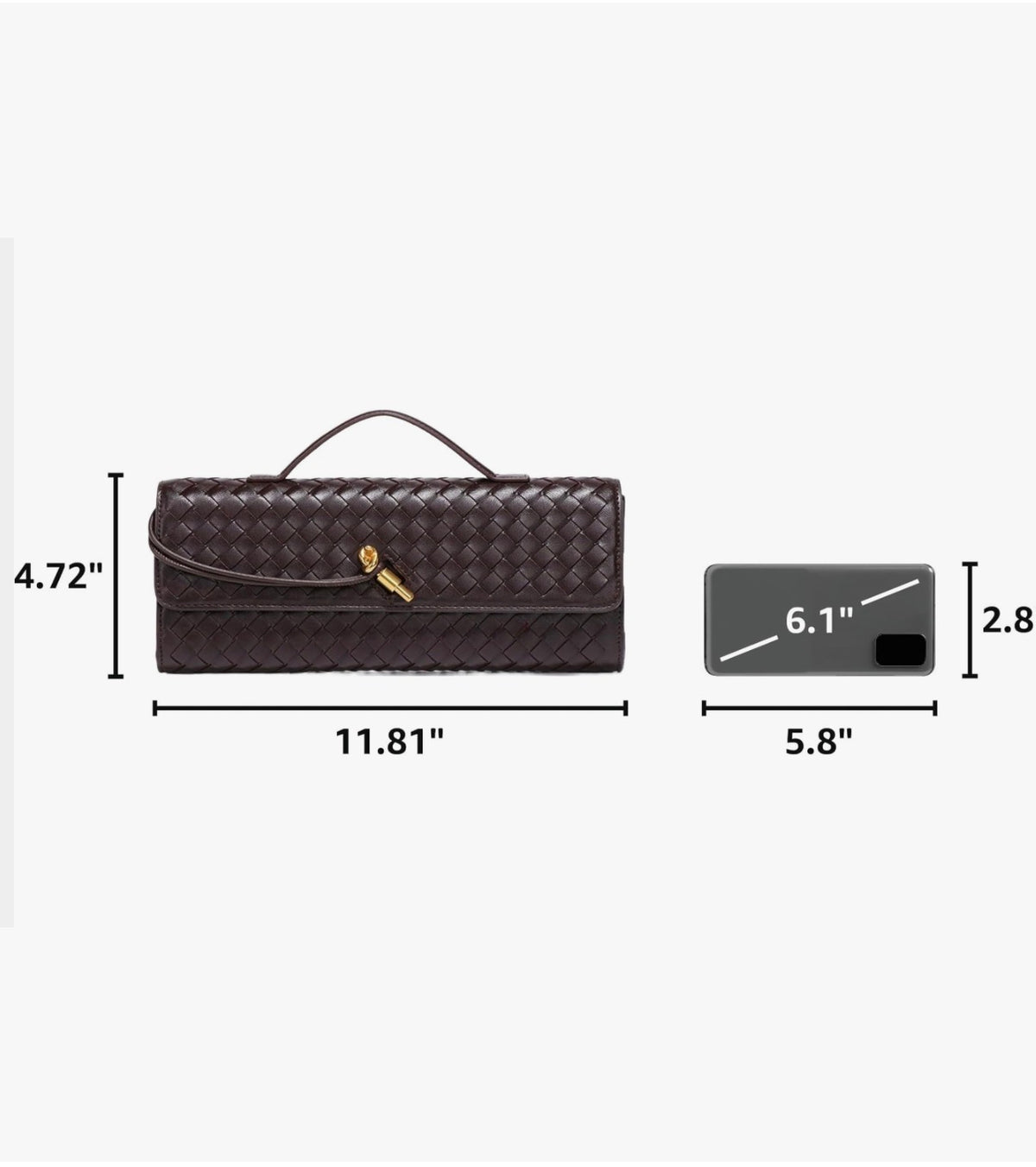 Braided PU Leather Clutch Bag - Brown