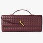 Braided PU Leather Clutch Bag - Burgundy