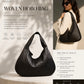 Woven Leather Hobo Bag - Black