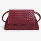 Woven Leather Flap Bag - Burgundy