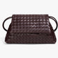 Woven Leather Flap Bag - Brown