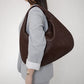 Woven Leather Hobo Bag - Brown
