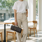Braided PU Leather Clutch Bag - Brown