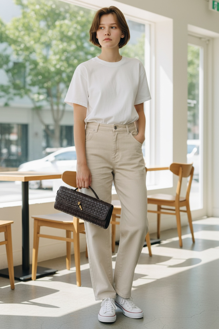 Braided PU Leather Clutch Bag - Brown