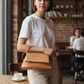 Woven Leather Flap Bag - Caramel Tan