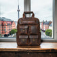 Multi-Pocket Vintage Leather Backpack - Dark Brown